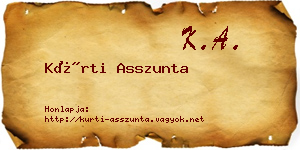 Kürti Asszunta névjegykártya